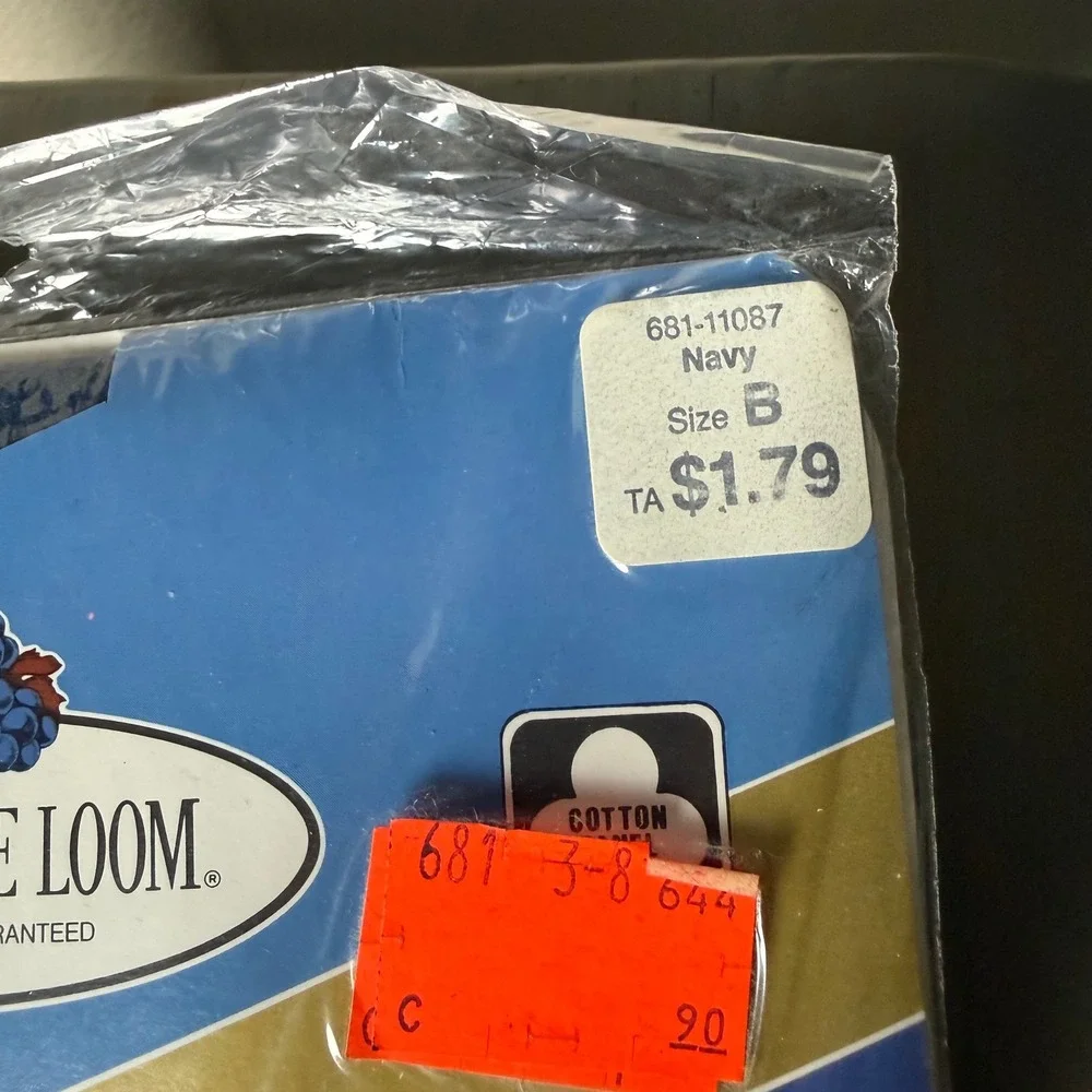 Fruit Of The Loom Classic Opaque Pantyhose Navy Size B NOS Made In USA Deastock